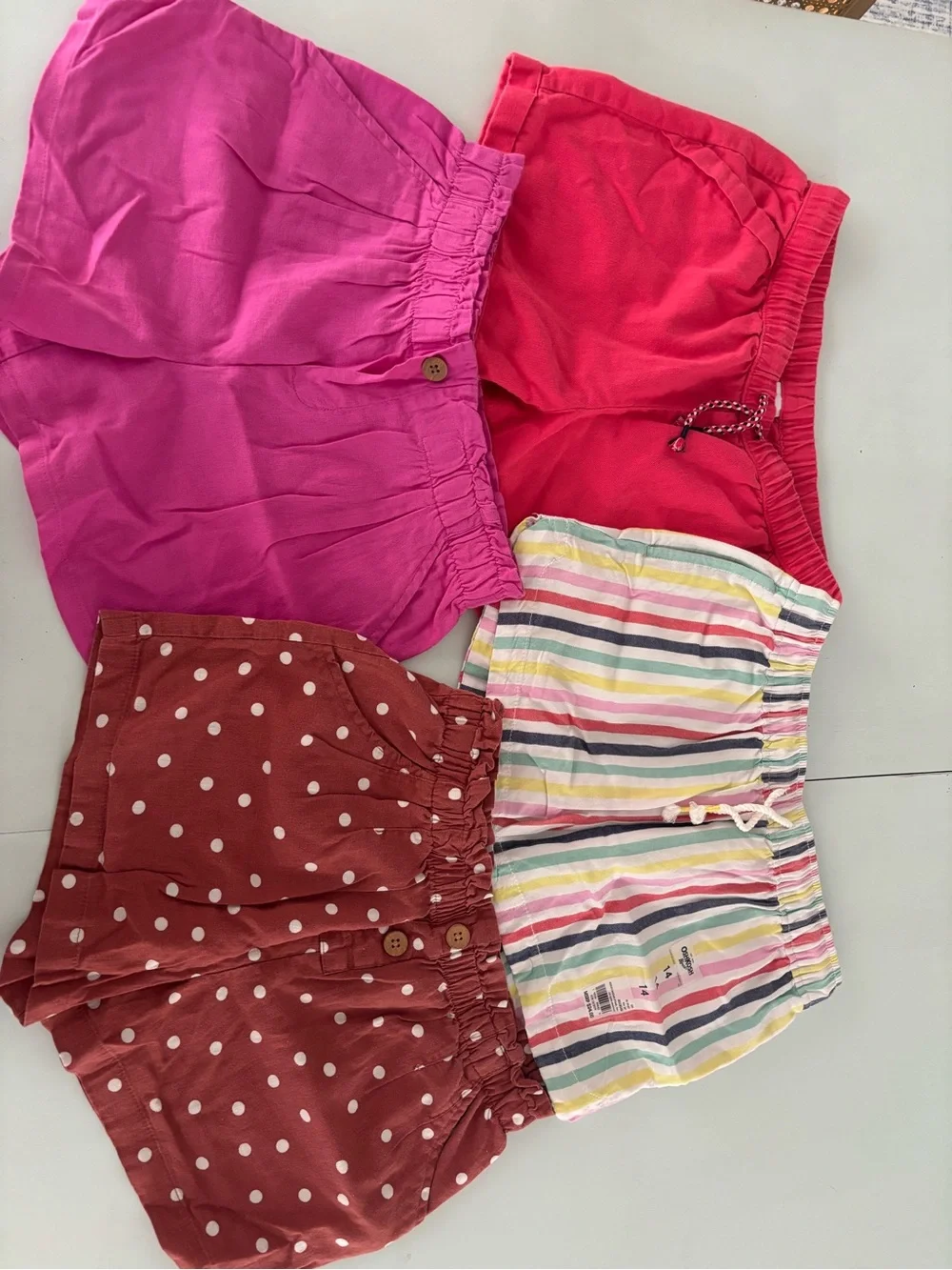 Kids Cotton Pull-On Shorts - Pink, Red, Rust Dot, Multi-Stripe